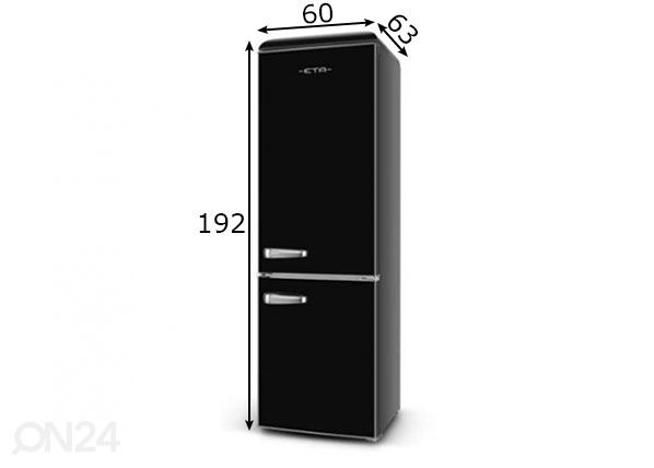 Ретро-холодильник ETA237990020, черный размеры