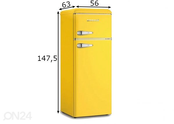 Ретро-холодильник Snaige FR24SM-PRDH0E300ADS6XLT0X, желтый размеры