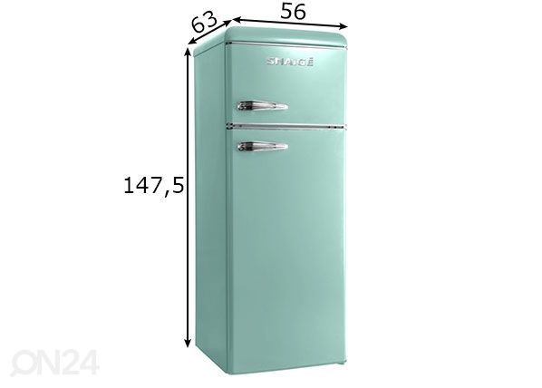 Ретро-холодильник Snaige FR24SM-PRDL0E, мятно-зеленый размеры