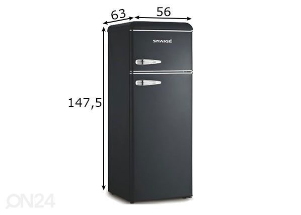 Ретро-холодильник Snaige FR24SM-PRJ30E, черный размеры