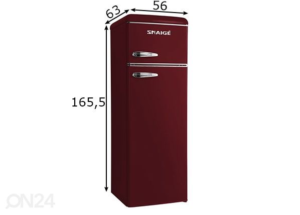 Ретро-холодильник Snaige FR26SM-PRDO0E, бордовый размеры