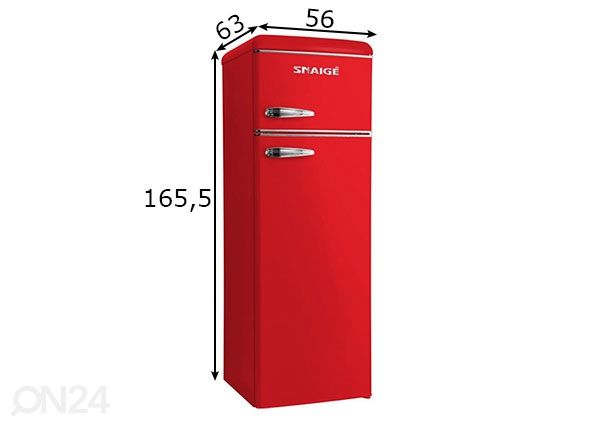 Ретро-холодильник Snaige FR26SM-PRR50E, красный размеры