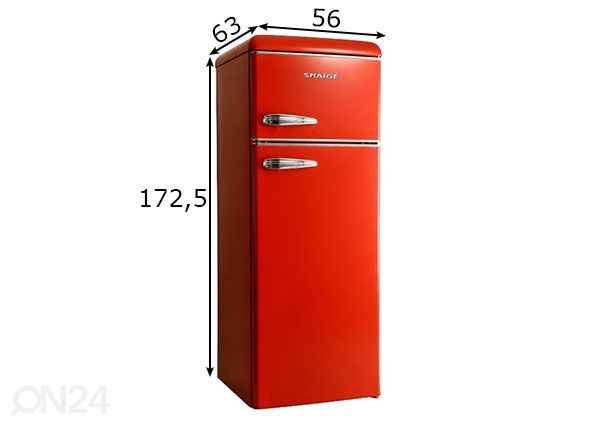 Ретро-холодильник Snaige FR27SM-PRR50F, красный размеры