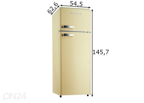 Ретро-холодильник Wolkenstein, глянцево-бежевый GK212.4RTA++SC размеры