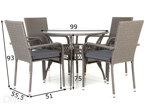 Садовая мебель + 4 стула размеры