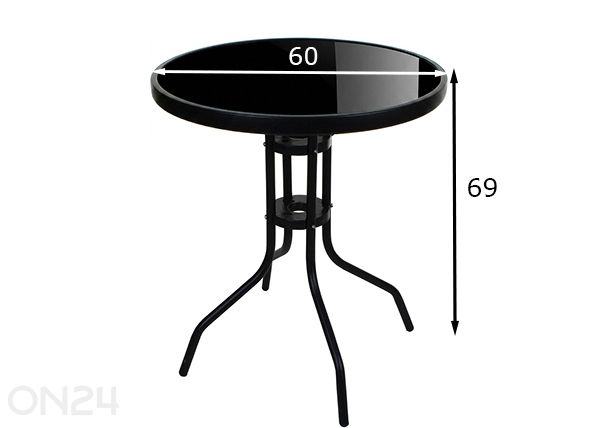 Садовый стол Ø60 см, черный размеры