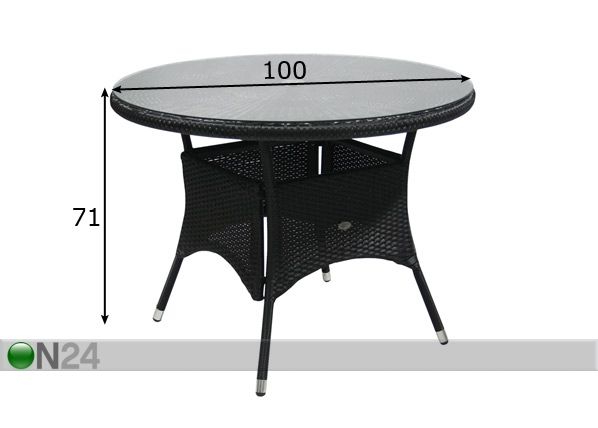 Садовый стол Wicker Ø 100 cm размеры