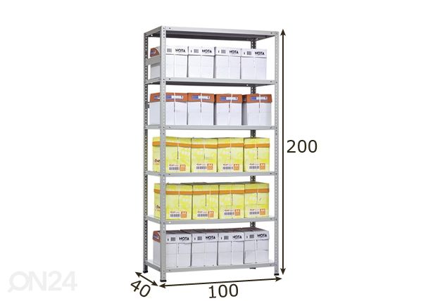 Складской стеллаж MS Hard 200x100x40 cm размеры