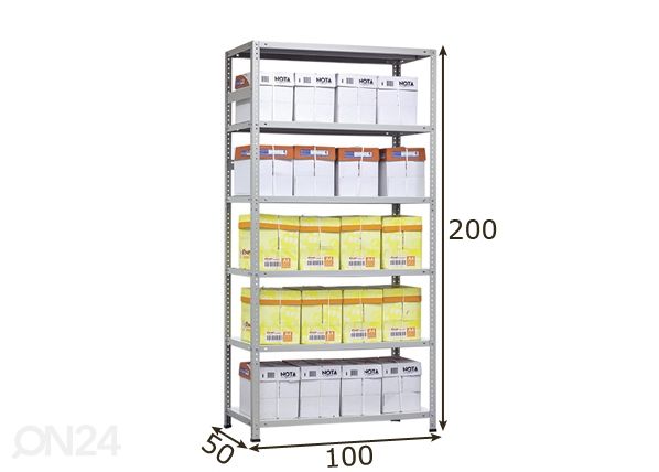 Складской стеллаж MS Hard 200x100x50 cm размеры