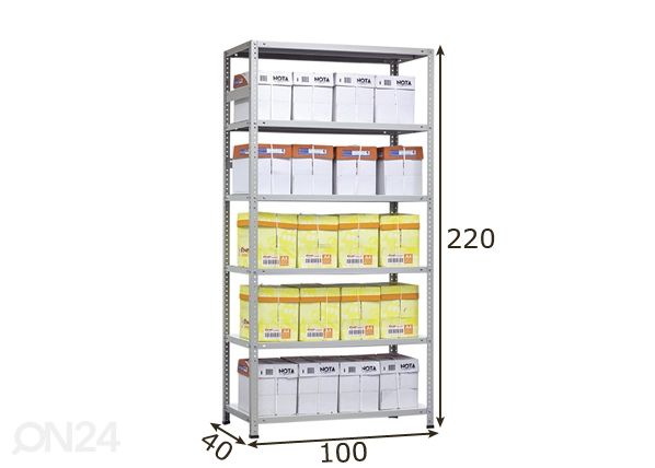 Складской стеллаж MS Hard 220x100x40 cm размеры