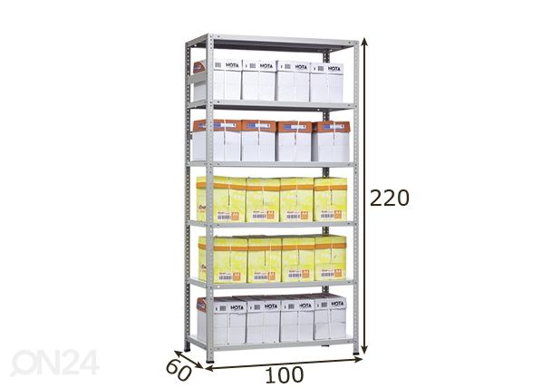 Складской стеллаж MS Hard 220x100x60 cm размеры