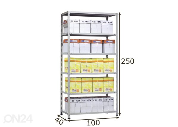 Складской стеллаж MS Hard 250x100x40 cm размеры
