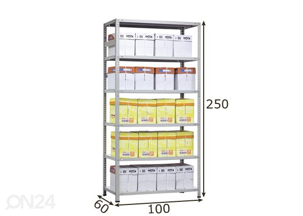 Складской стеллаж MS Hard 250x100x60 cm размеры