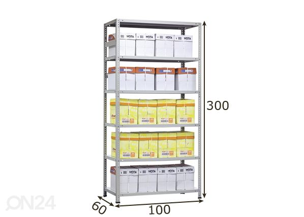 Складской стеллаж MS Hard 300x100x60 cm размеры