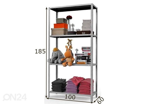 Складской стеллаж MS Standart 185x100x60 cm размеры