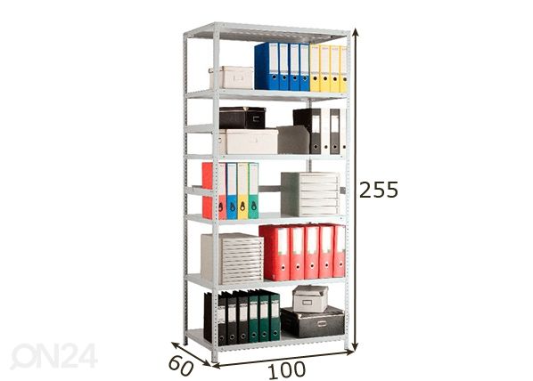 Складской стеллаж MS Standart 255x100x60 cm размеры