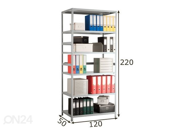 Складской стеллаж MS Strong 220x120x50 cm размеры