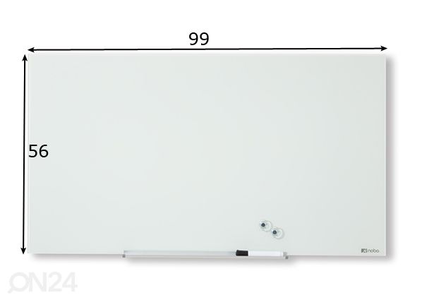 Стеклянная магнитная доска Nobo diamond 45" (широкий экран, белый) 99x56 cm размеры