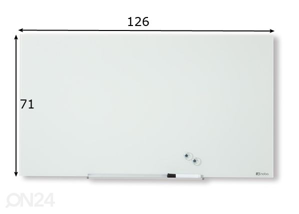 Стеклянная магнитная доска Nobo diamond 57" (широкий экран, белый) 126x71 cm размеры