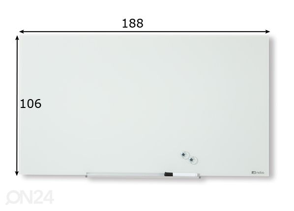 Стеклянная магнитная доска Nobo diamond 85" (широкий экран, белый) 188x106 cm размеры