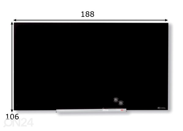 Стеклянная магнитная доска Nobo diamond 85" (широкий экран, чёрный) 188x106 cm размеры