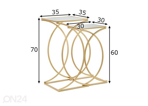 Столики Glam (2 шт), золотистый размеры