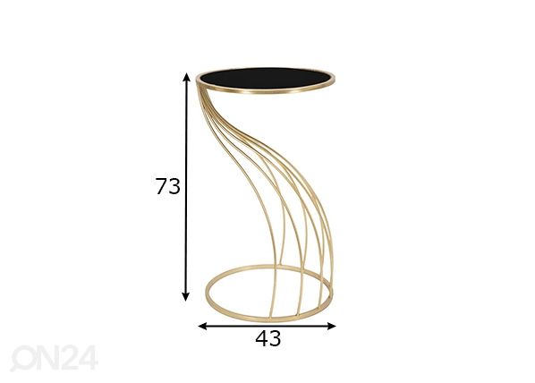 Столик Flush Ø43 см, золотистый/черный размеры