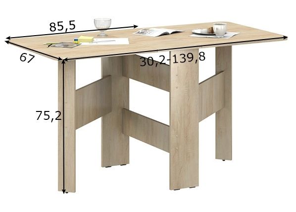Стол-книжка Horizon 30-140x67 cm размеры
