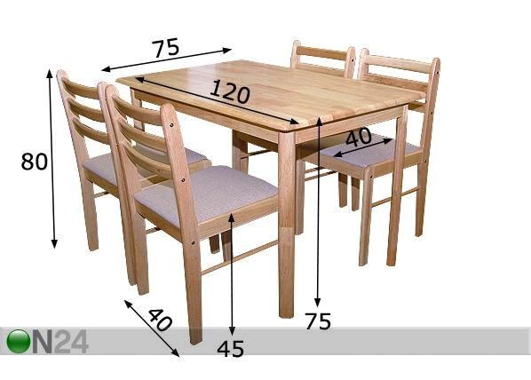 Стол + 4 стула размеры