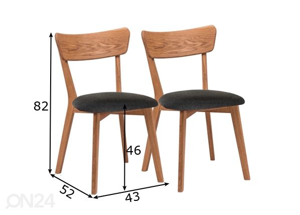 Стулья из массива дуба Dora, 2 шт размеры