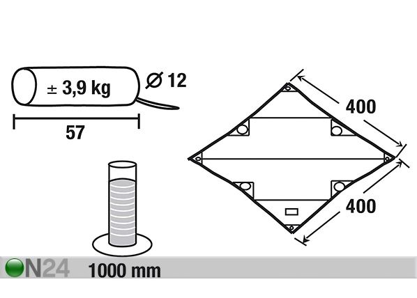 Тент для защиты от палящего солнца High Peak Solar Tarp 400, темно-зеленый размеры