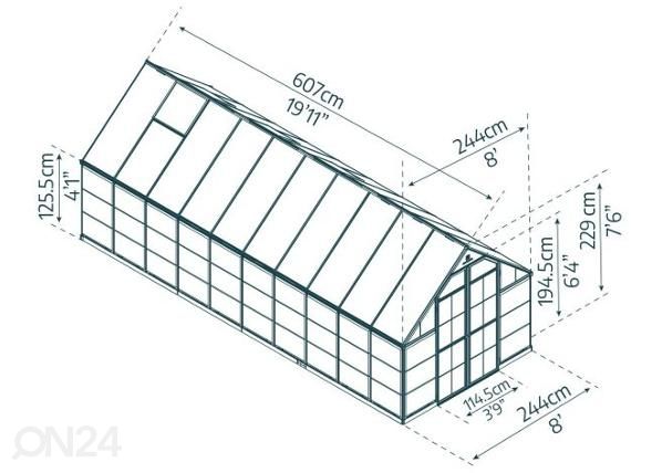 Теплица Palram Balance 14,8 8,9 м² размеры