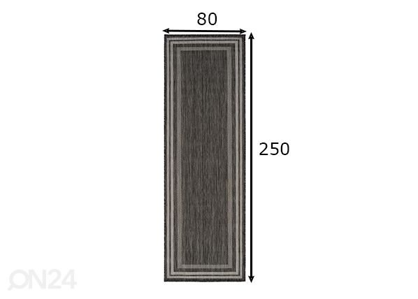 Террасный ковер Balcone 80x250 cm, серебристый/чёрный размеры