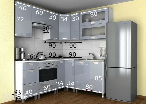 Угловая кухня 190/170 cm размеры