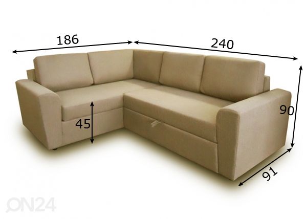 Угловой диван-кровать с ящиком Arabella размеры
