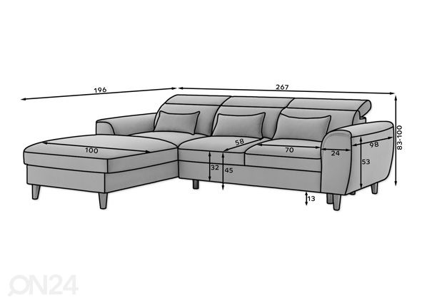 Угловой диван-кровать с ящиком Foble размеры