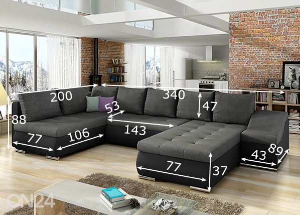 Угловой диван-кровать с ящиком Giovanni размеры