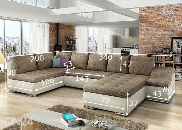 Угловой диван-кровать с ящиком Giovanni размеры