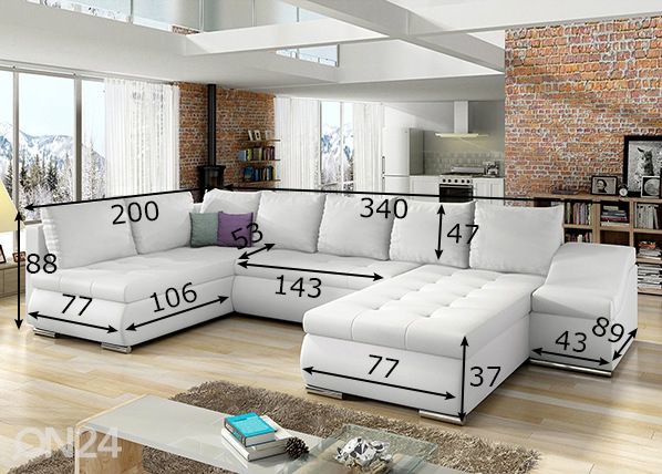 Угловой диван-кровать с ящиком Giovanni размеры