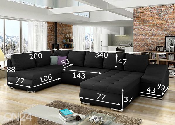 Угловой диван-кровать с ящиком Giovanni размеры