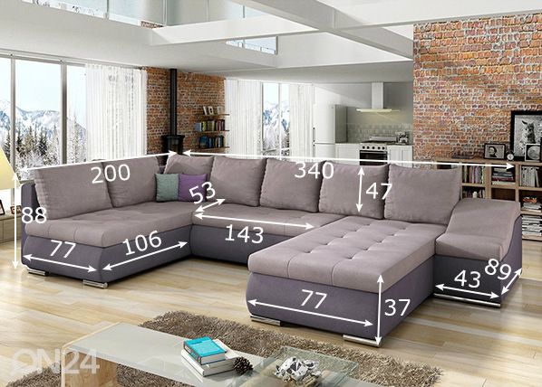 Угловой диван-кровать с ящиком Giovanni размеры