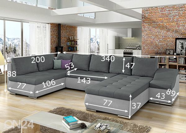 Угловой диван-кровать с ящиком Giovanni размеры