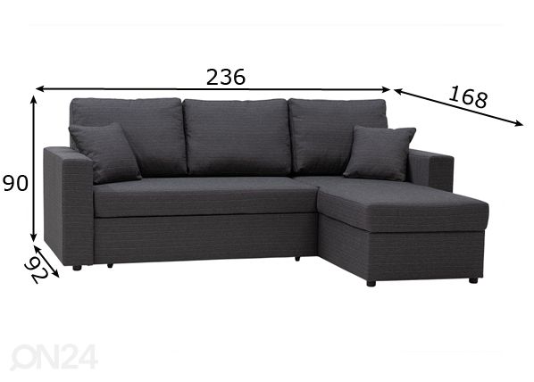 Угловой диван-кровать с ящиком Katrin размеры