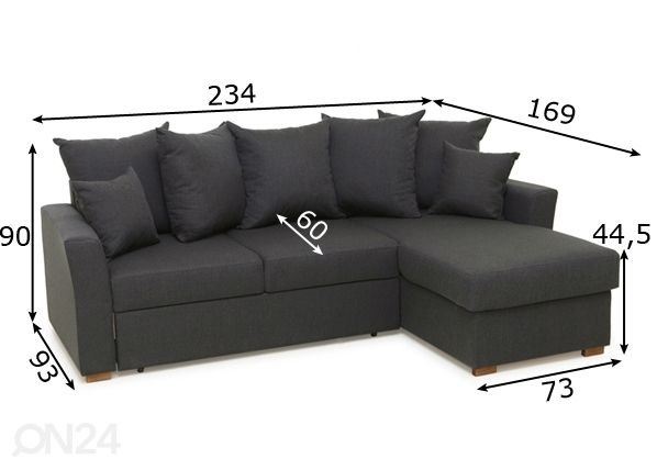 Угловой диван-кровать с ящиком Polo размеры