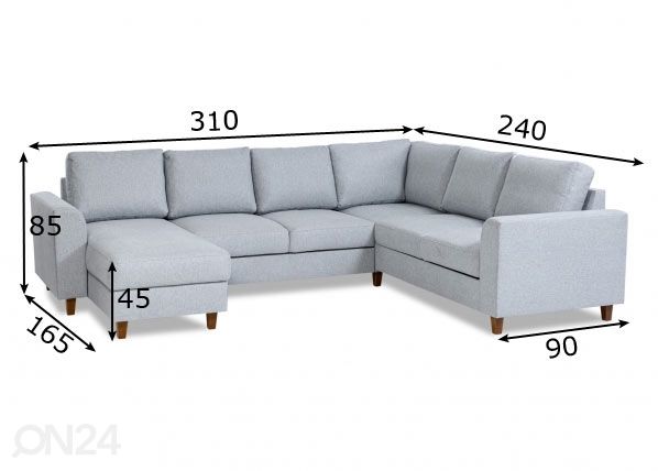 Угловой диван-кровать с ящиком Renate XL размеры