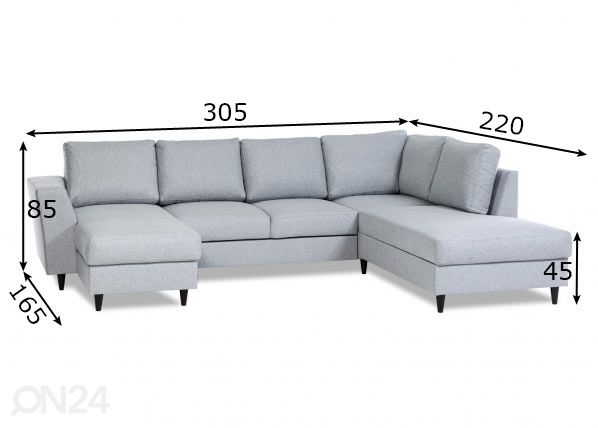 Угловой диван-кровать с ящиком Renate XXL размеры