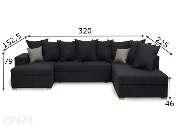 Угловой диван-кровать Dublin Jumbo с ящиком размеры