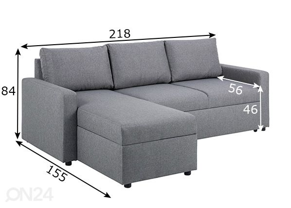 Угловой диван-кровать Sacramento размеры