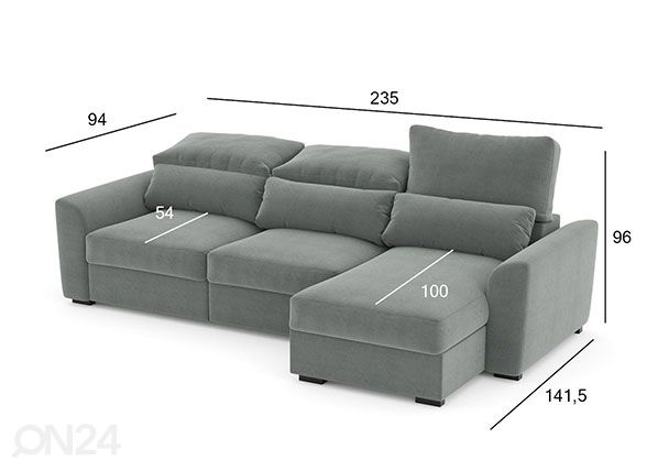 Угловой диван-кровать Tito размеры