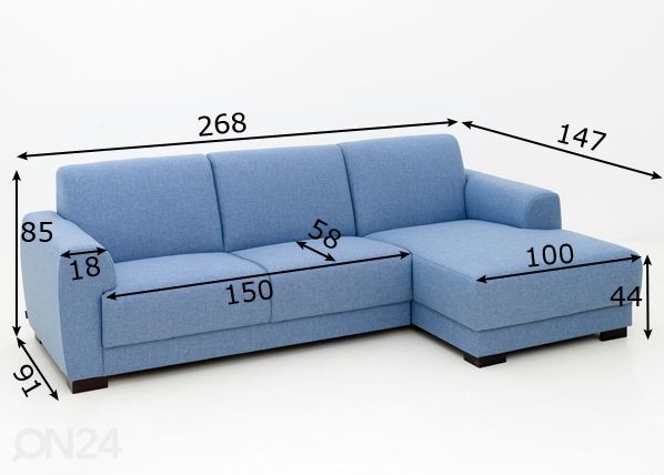 Угловой диван Coco размеры